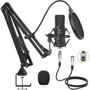 XLR Condenser Microphone, Professional Cardioid Studio Mic Kit with T20 Boom Arm